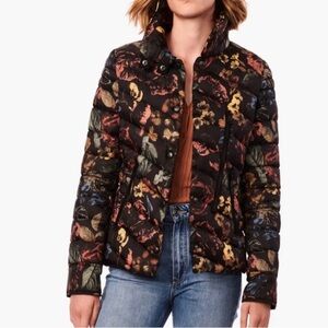 Bernardo EcoPlume Dark Floral Packable Puffer Jacket Sz S - GREAT CONDITION!